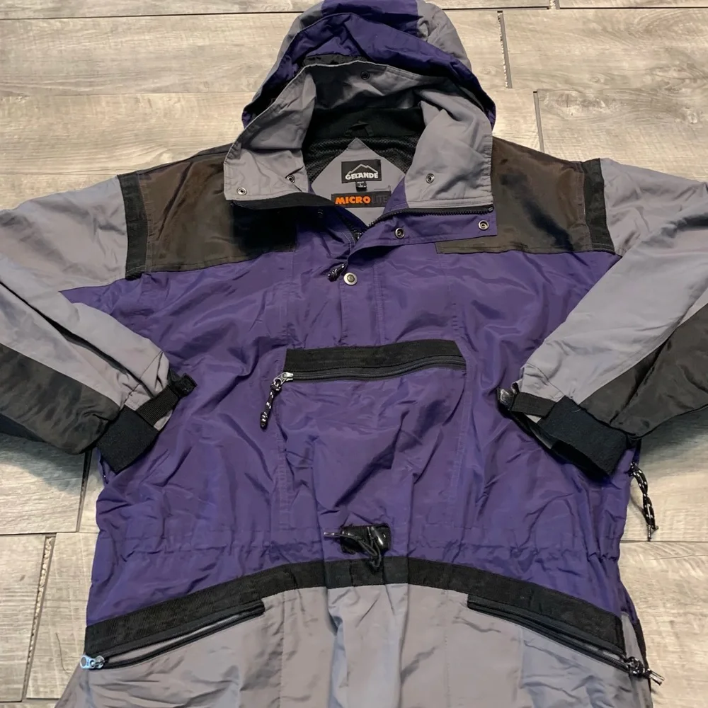 Vtg Gelande Microlite Anorak Purple & Gray Hooded Pullover Jacket Men's Sz Large - Picture 4 of 10